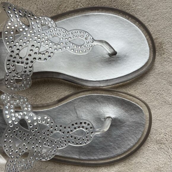 Stuart Weitzman Mermaid Clear Crystal Stones Jelly Sandal Women 9 Fit Like 8-8.5 - Picture 1 of 16